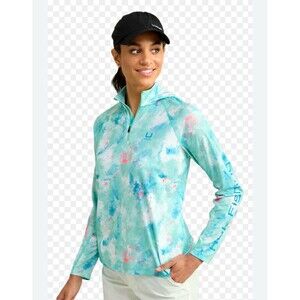 HUK  Women’s  Icon 1/4 Zip  Icon Tropicamo Quarter-Zip Hoodie for Ladies Small